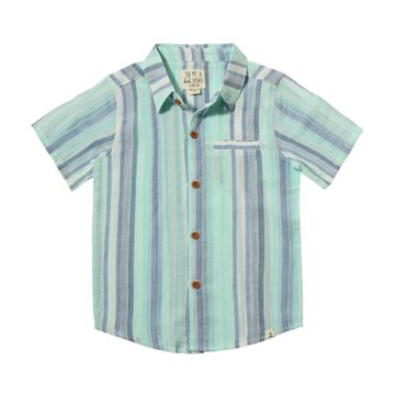 Newport Woven Shirt // Blue & Seafoam Stripe