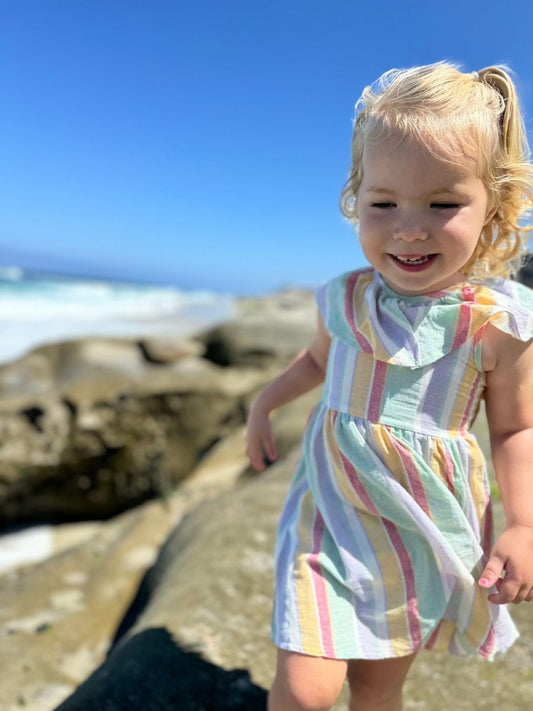 Harper Dress // Berry and Aqua Stripe