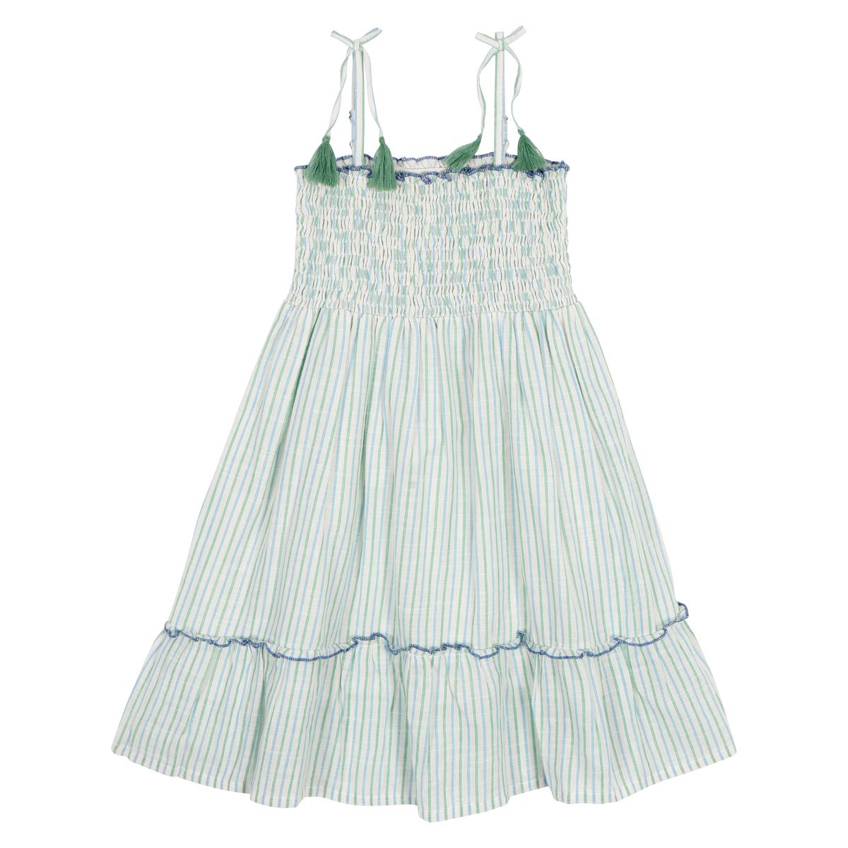 Shirred Strappy Sun Dress // Green