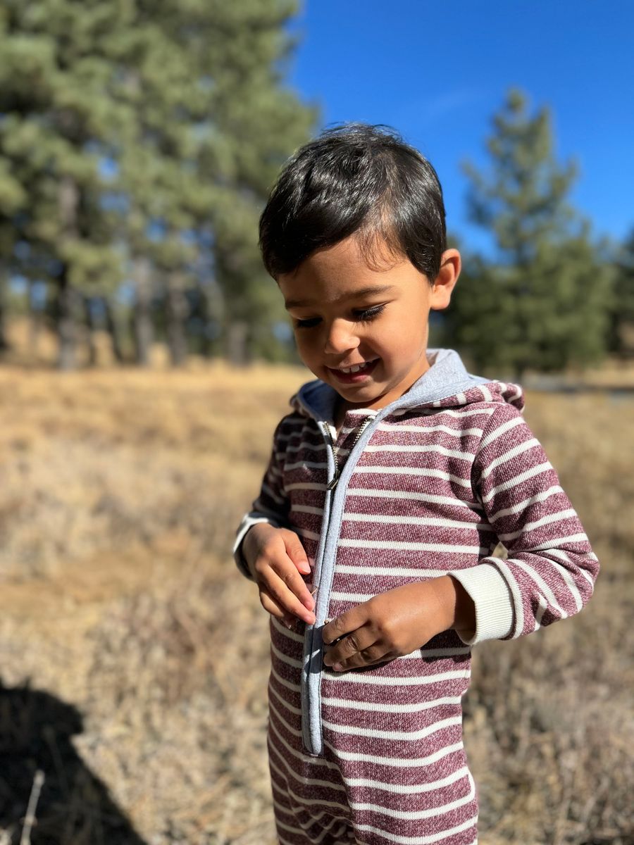 Stefano Hooded Romper // Burgundy & Cream