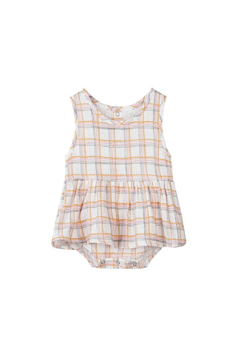 Pink, Yellow. and Blue Plaid baby romper