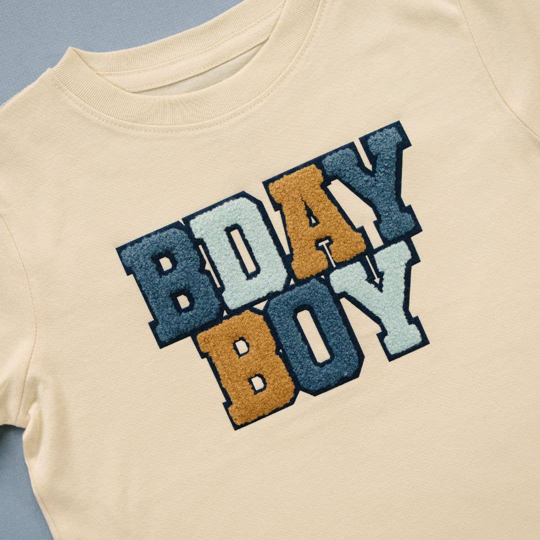 Birthday Boy Patch Short Sleeve T-Shirt - Natural - Kids
