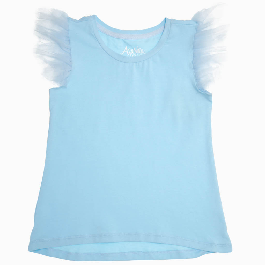 Tulle Ruffle Shirt // Light Blue