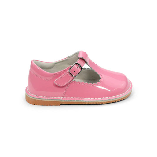 Selina Scalloped T-Strap Mary Jane // Patent Malibu Pink