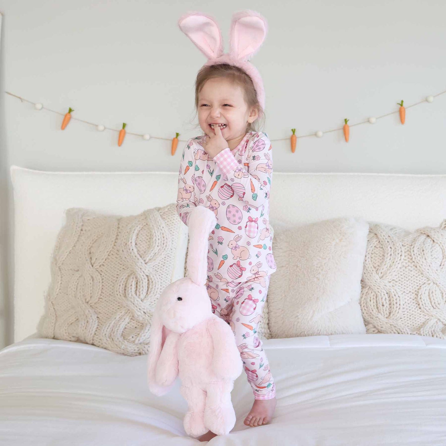 Hoppy Spring Two Piece Pajama Set | Pink