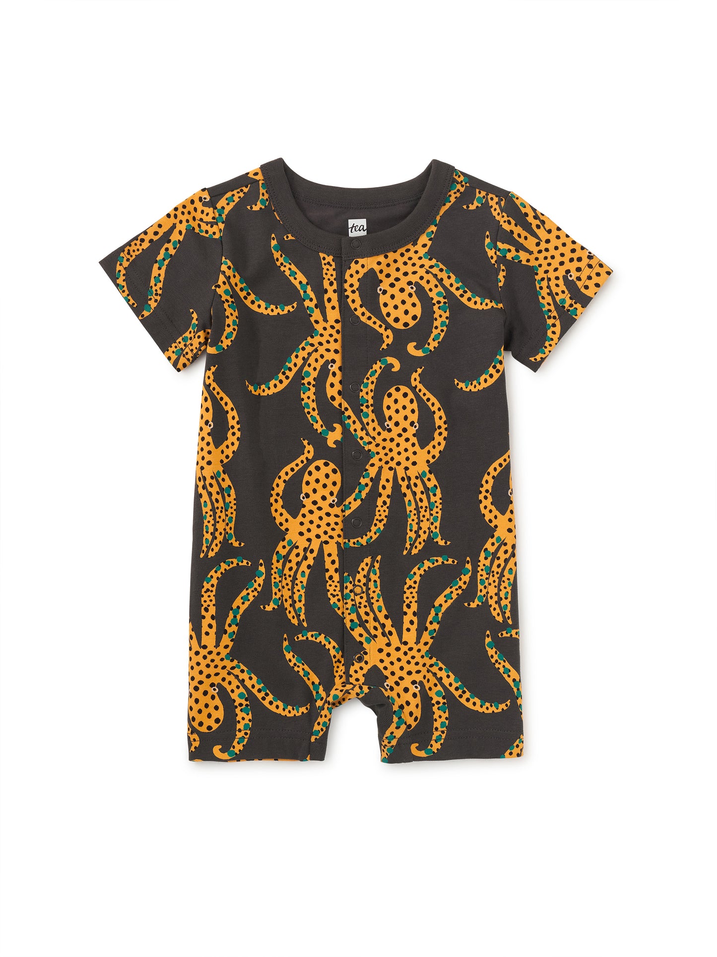 Jaguar Spotted Octopus Button Up Baby Romper