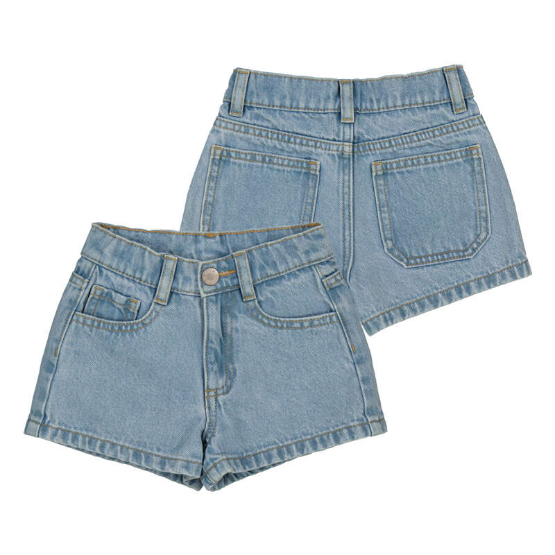 Pair of light blue denim shorts