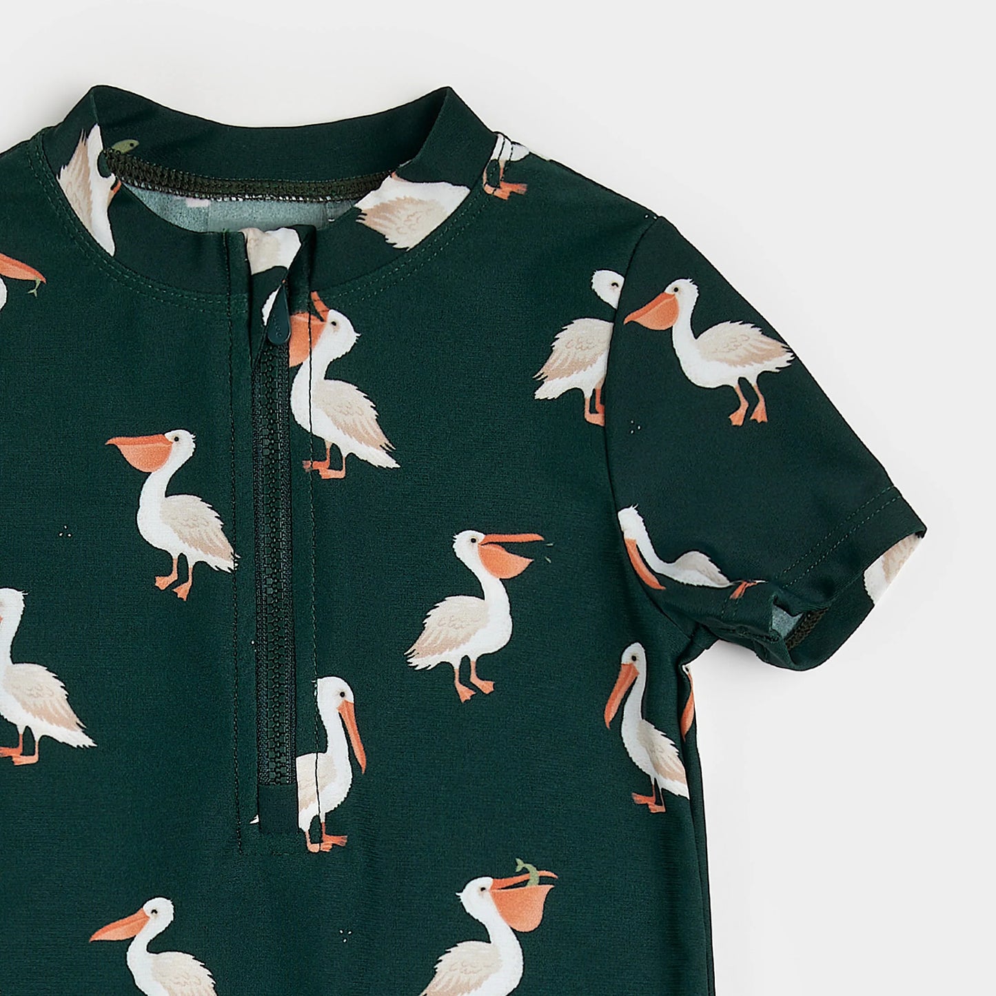 Pelican Print on Deep Sky Swim Romper