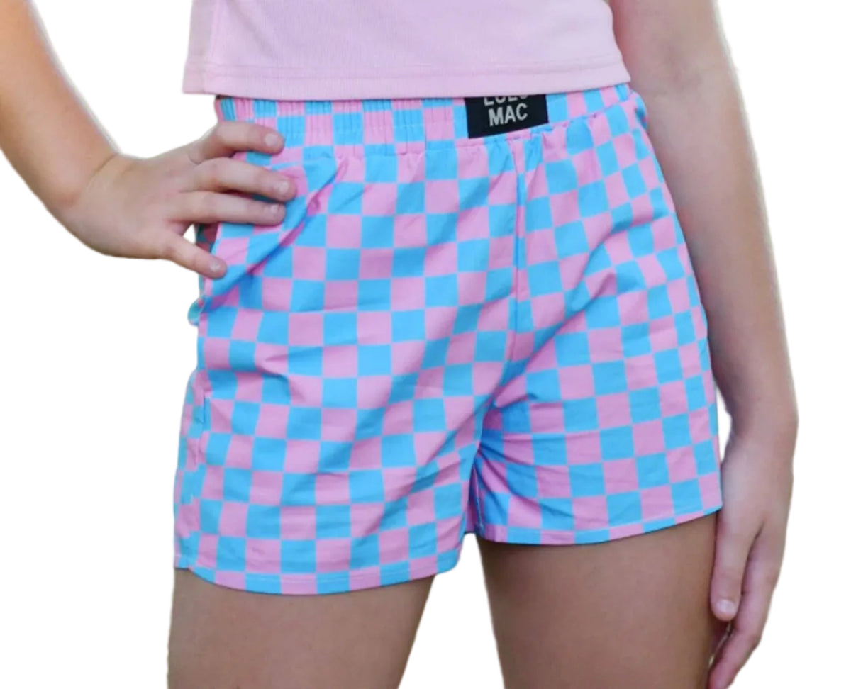 Lulu Mac Shorts // Blue & Pink Check