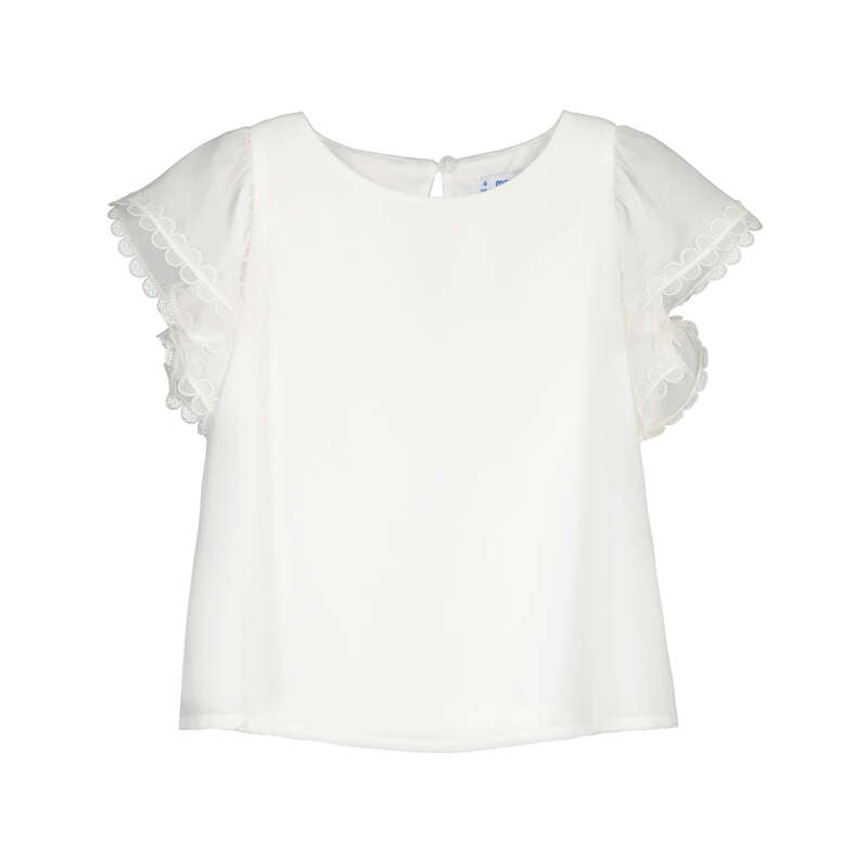 White blouse with ruffled sleeves