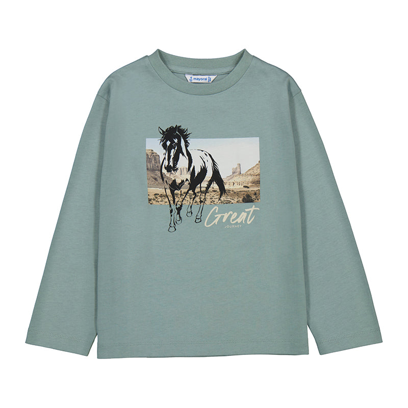 Long Sleeve Horse T-Shirt // Glacial // 4093-57