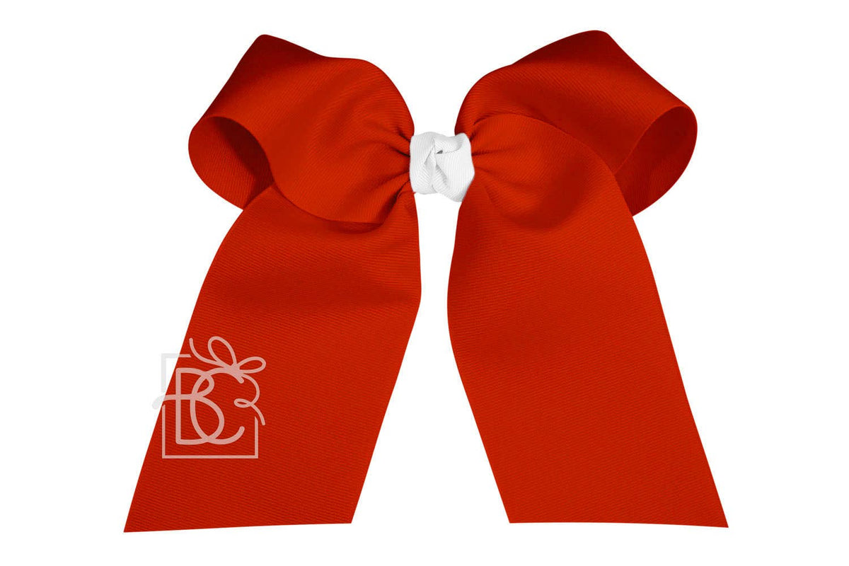 Cheer Bows on Pony-O (Red & White)