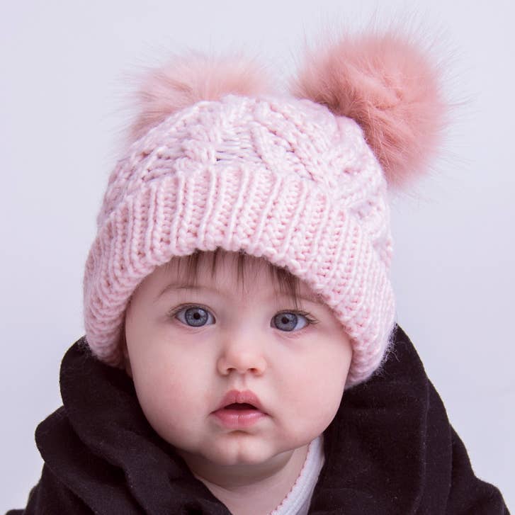 Blush Pink Fluffer Beanie Hat Baby & Kids