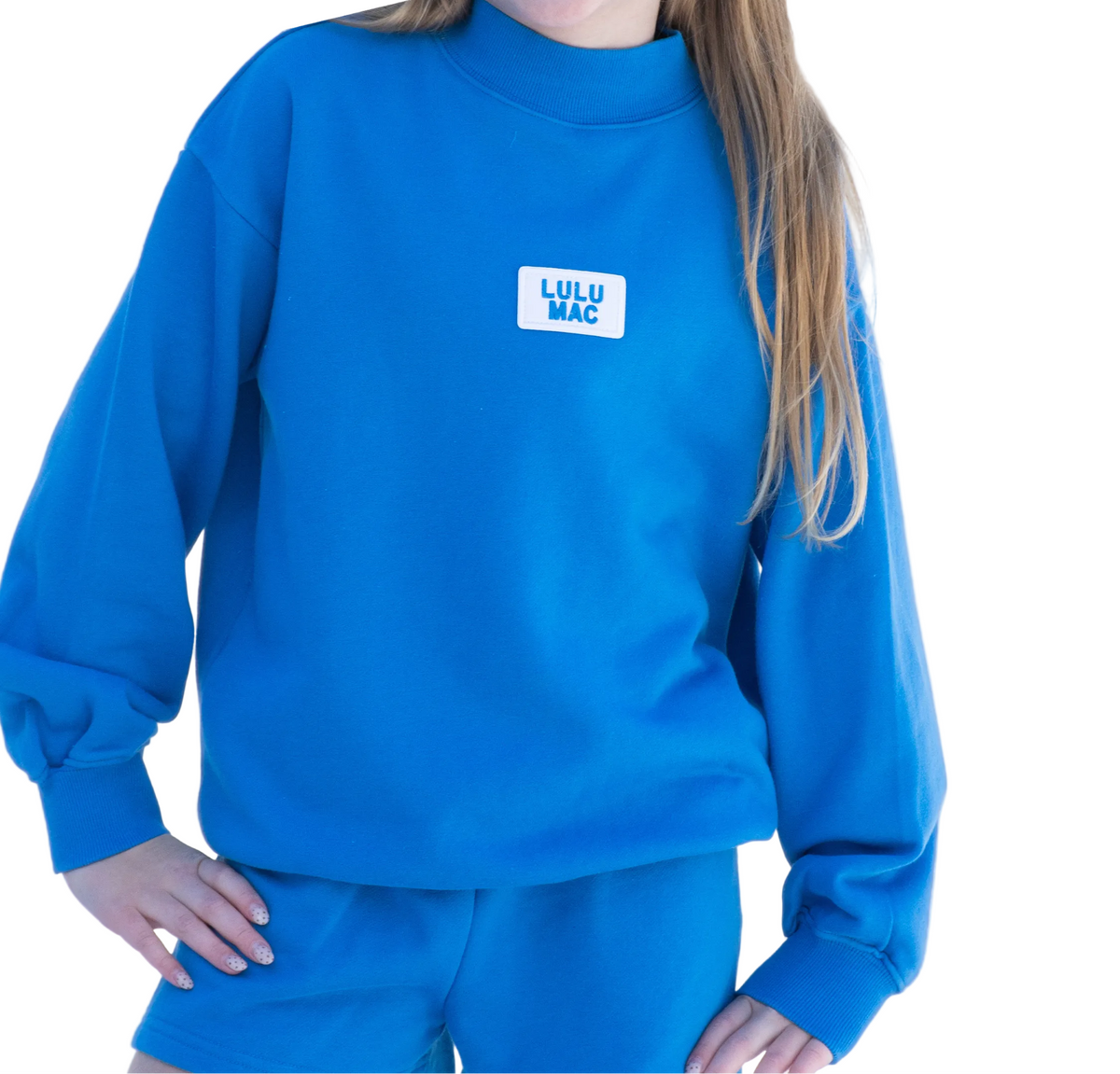 Lulu Mac Mock Neck Sweatshirt & Short Set // Blue