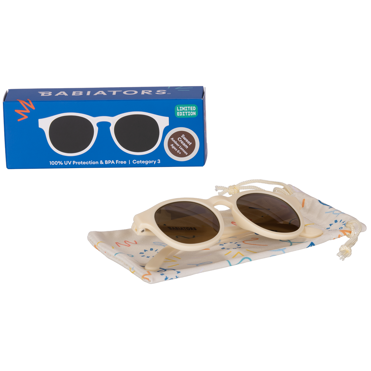 Baby & Kids Sweet Cream Keyhole Sunglasses with Amber Lens