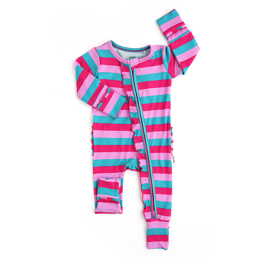 Maddie Stripe Ruffle Zip Bamboo