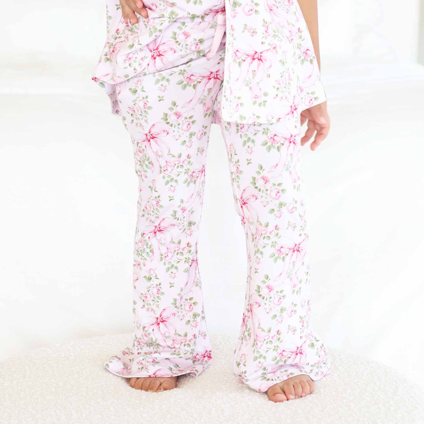 Girl's Two Piece Flare Lounge Set | Bows in Bloom