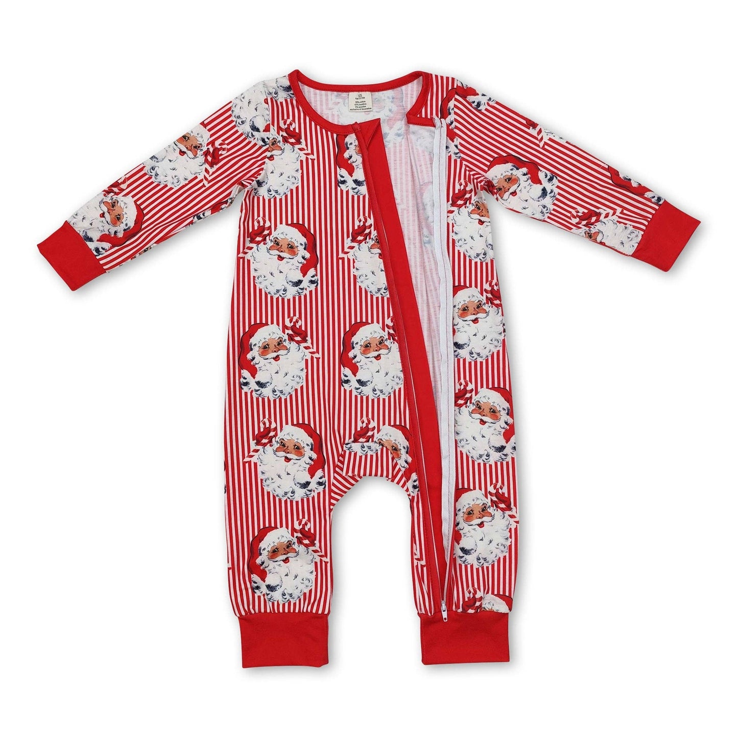 Stripe Santa Zipper Christmas Romper