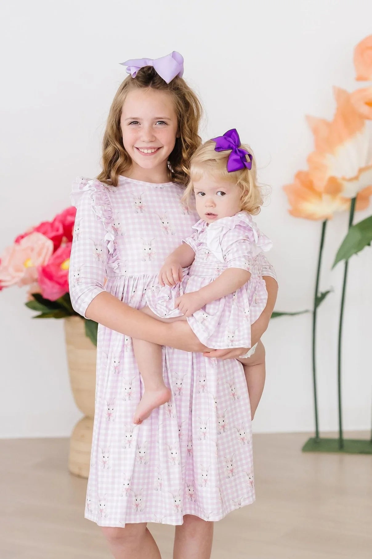 Baby Bunnies 3/4 Sleeve Ruffle Twirl Dress
