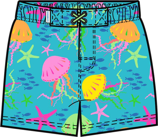 Boys Neon Jelly Time Performance Hybrid Swim Trunks