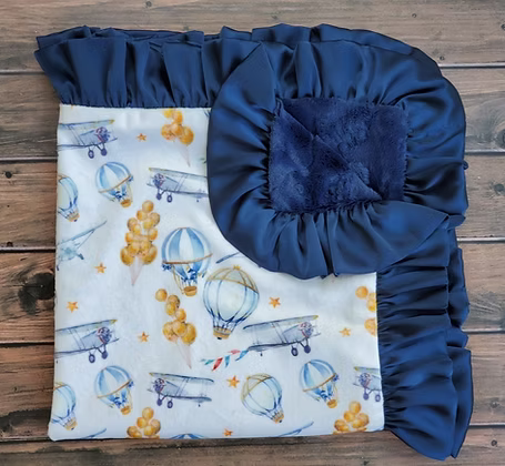 Boy Hot Air Balloon Minky Blanket