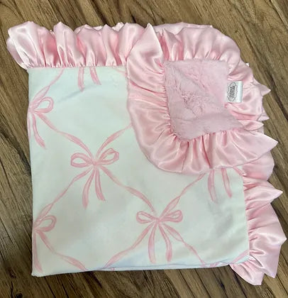 minky blanket with a bow detail