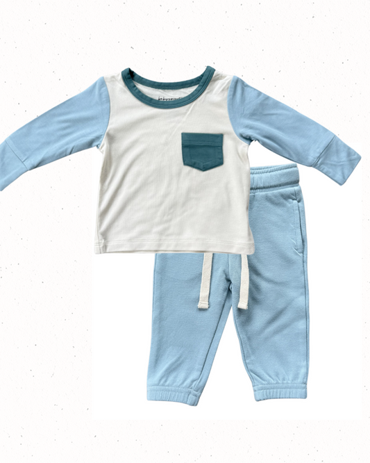 Ski Blue Colorblock Pocket Shirt