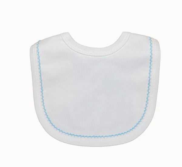 White Bib with Blue Picot Triom