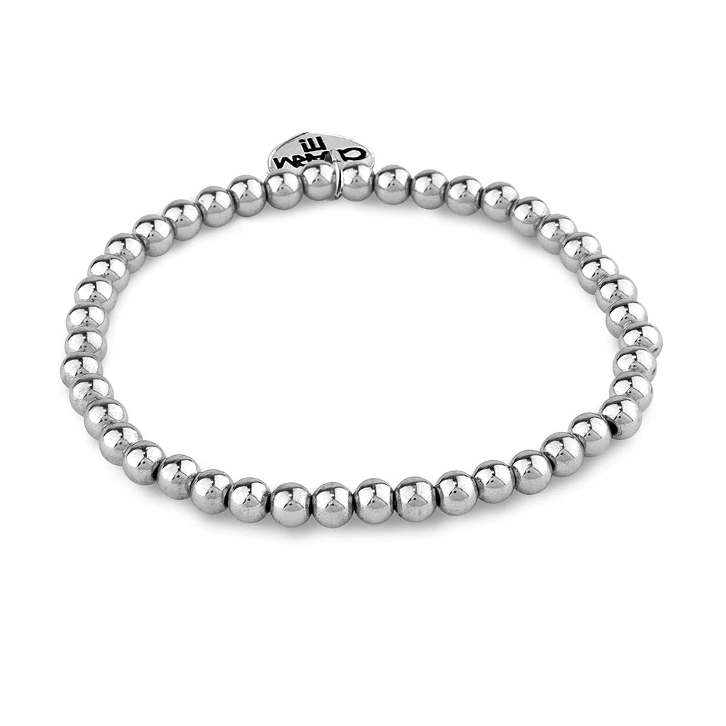 A silver stretch bracelet with 4mm beads