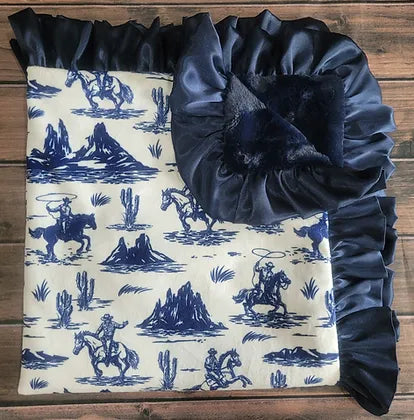 Cowboy Blues Minky Blanket