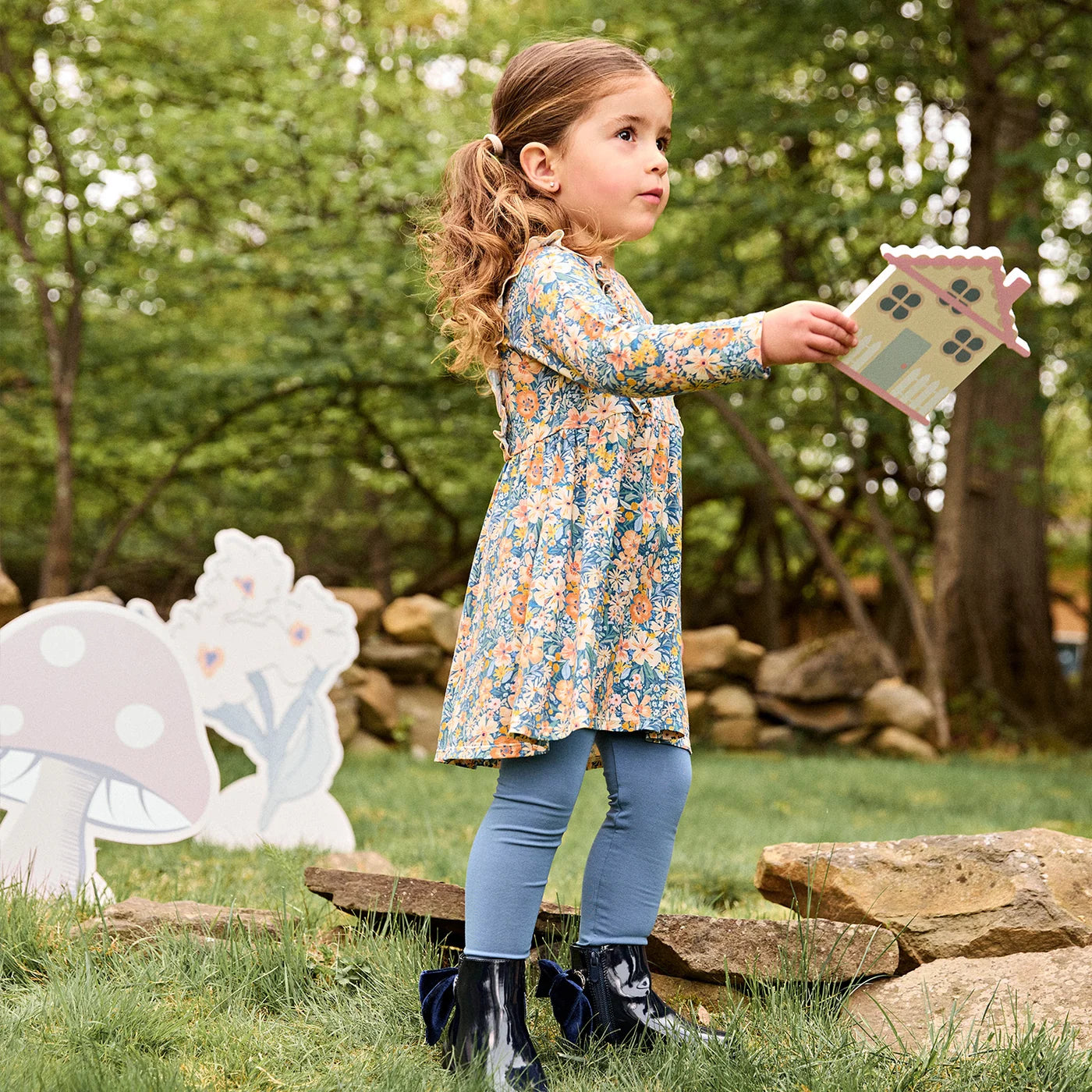 Flora Modal Ruffle L/S Dress with leggings