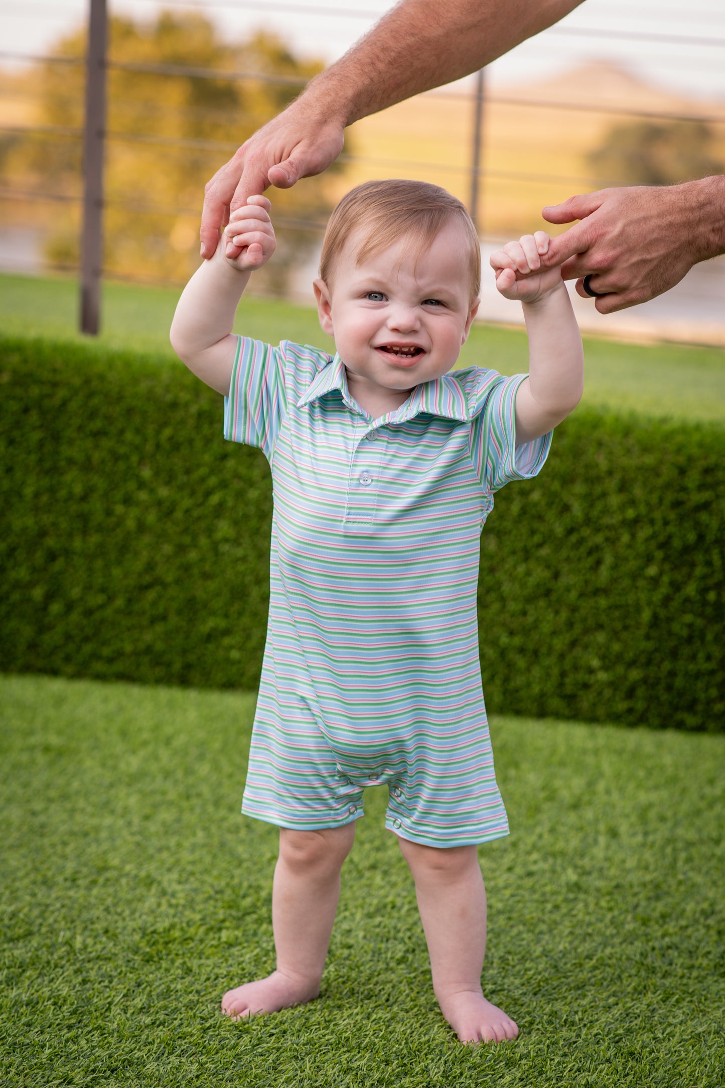 Performance Polo Romper // Sherbet Stripe