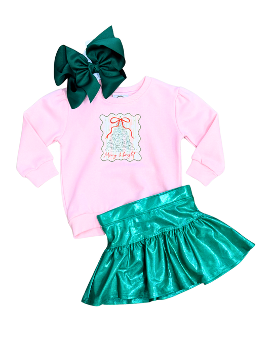 Merry Bright Sweatshirt // Light Pink