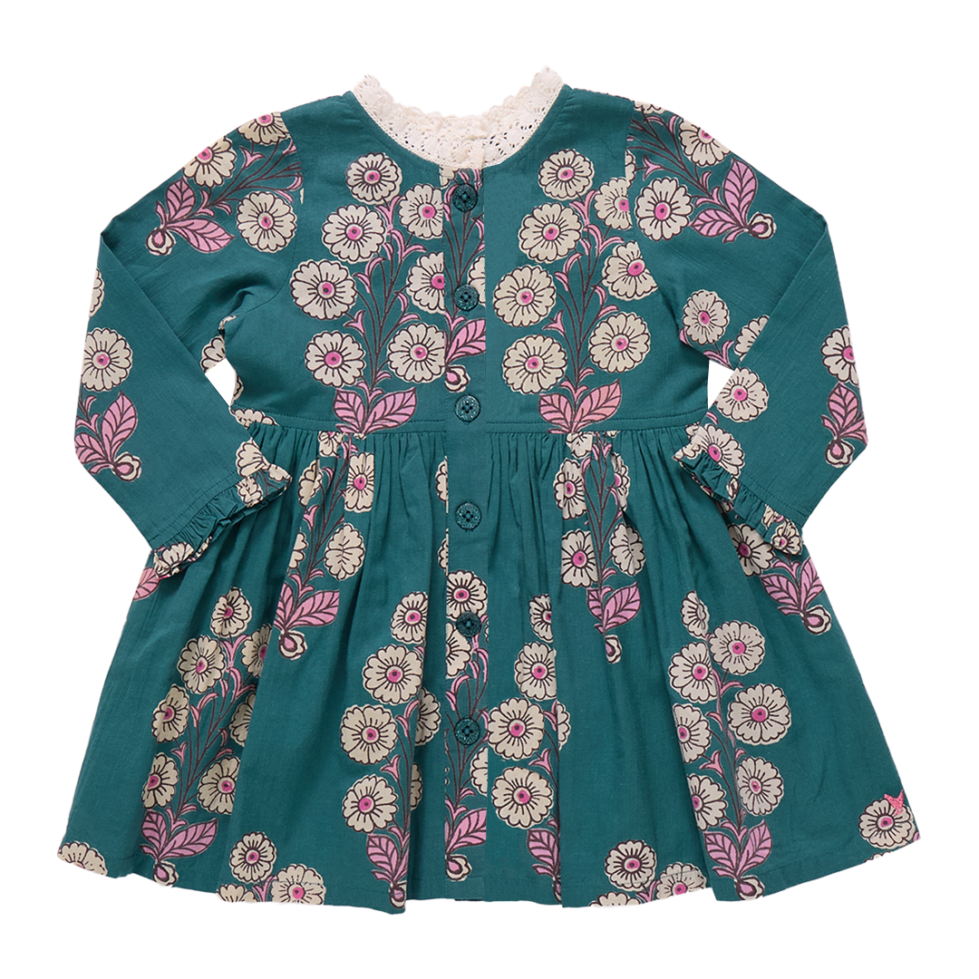 Girls Autumn Dress // Evergreen Buttercup Floral