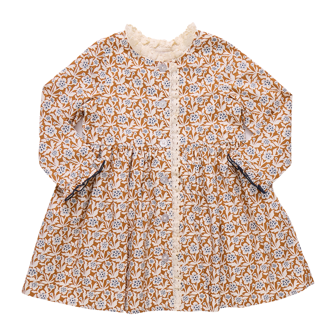 Girls Autumn Dress // Gold Climbing Floral