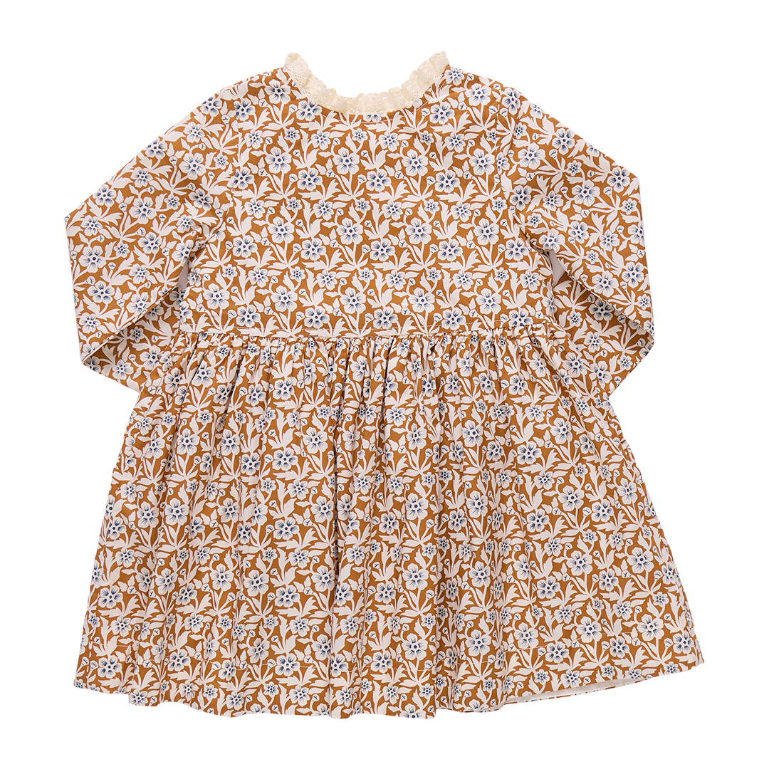 Girls Autumn Dress // Gold Climbing Floral
