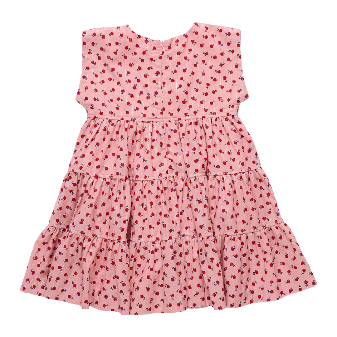 Girls Peachy Dress // Pink Tiny Roses