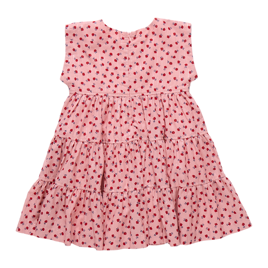 Girls Peachy Dress // Pink Tiny Roses