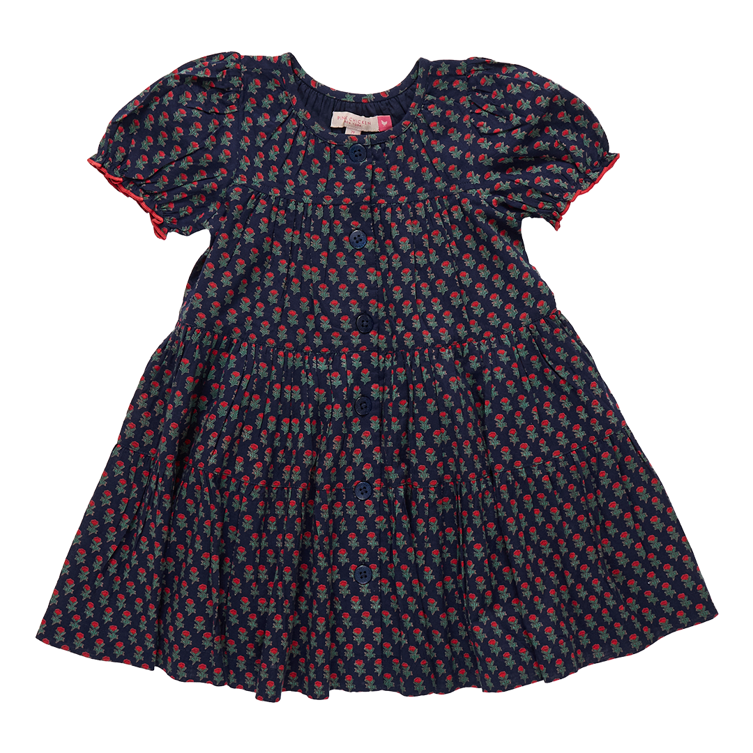 Girls Elizabeth Dress // Navy Carnation