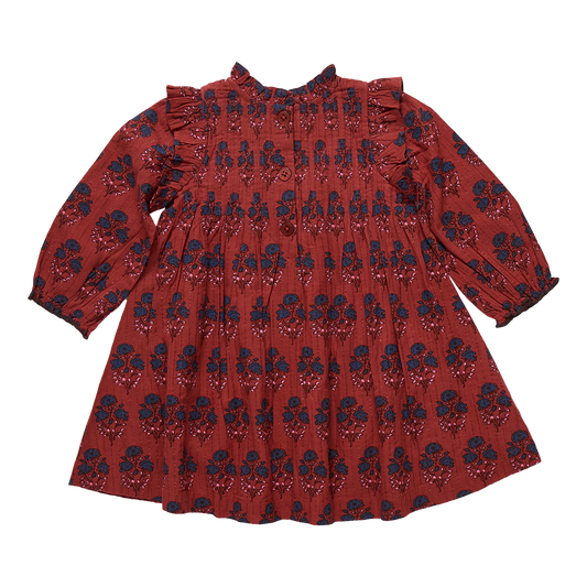Girls Jaipur Dress // Red Autumn Strawflower