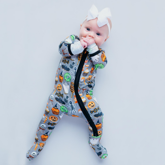 Halloween Treats Footie with 2 Way Zipper