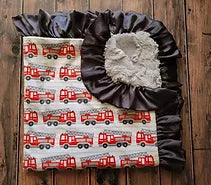 Fire Trucks Minky Blanket