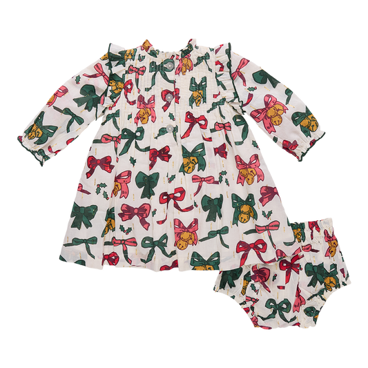 Baby Girl's Jaipur Dress Set // Christmas Bows and Bells
