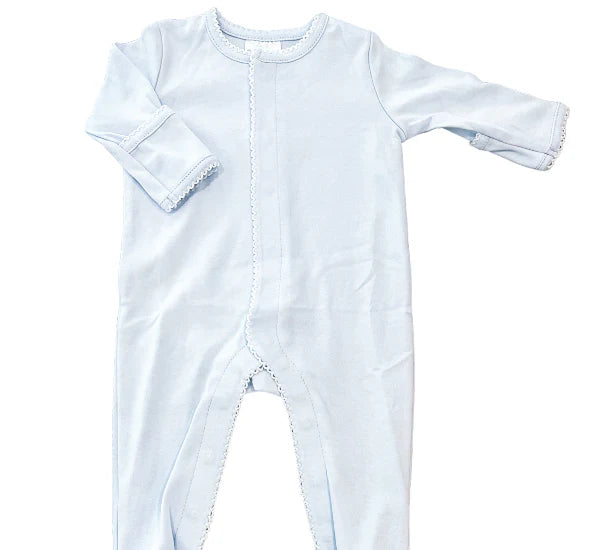 Light blue footie with white trim