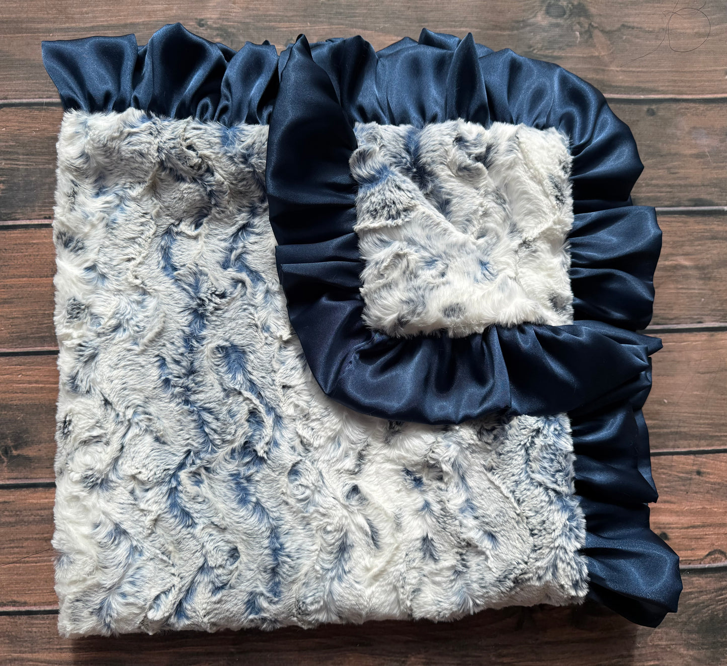 Dusty Blue and Navy Minky Blanket