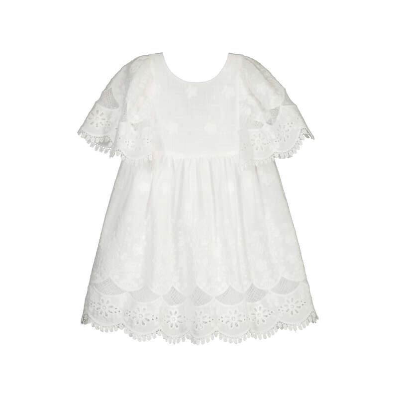 White cotton lace dress with beautiful details