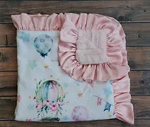 Girl Hot Air Balloon Minky Blanket
