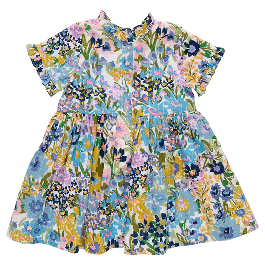 Girls Autumn Dress // Blue Large Stretch Floral