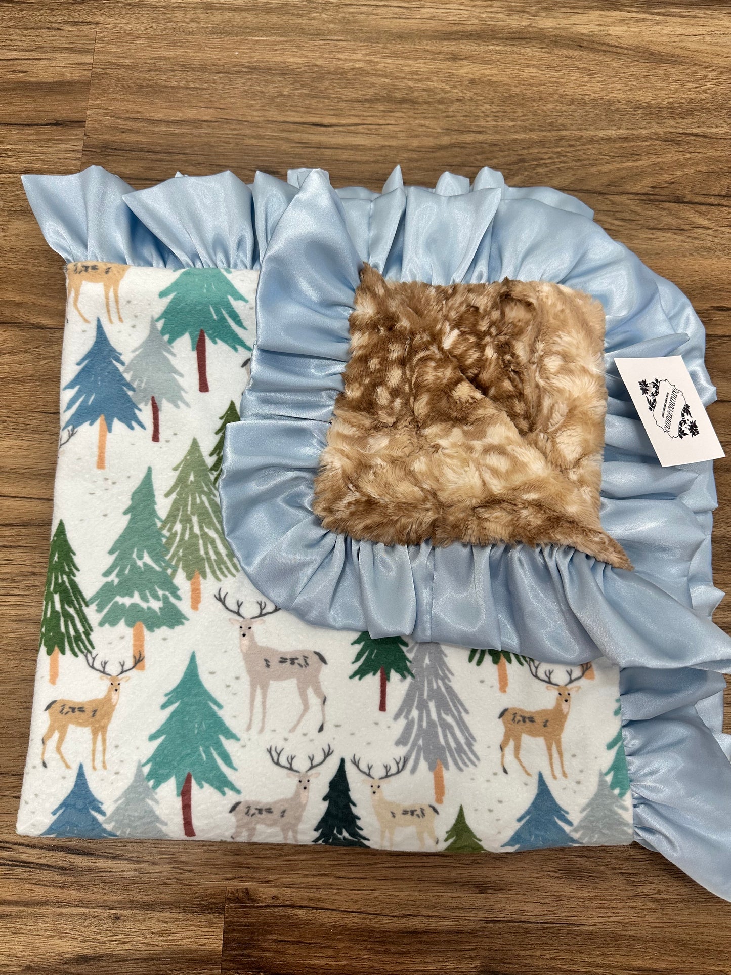 Deer in Pine Minky Blanket