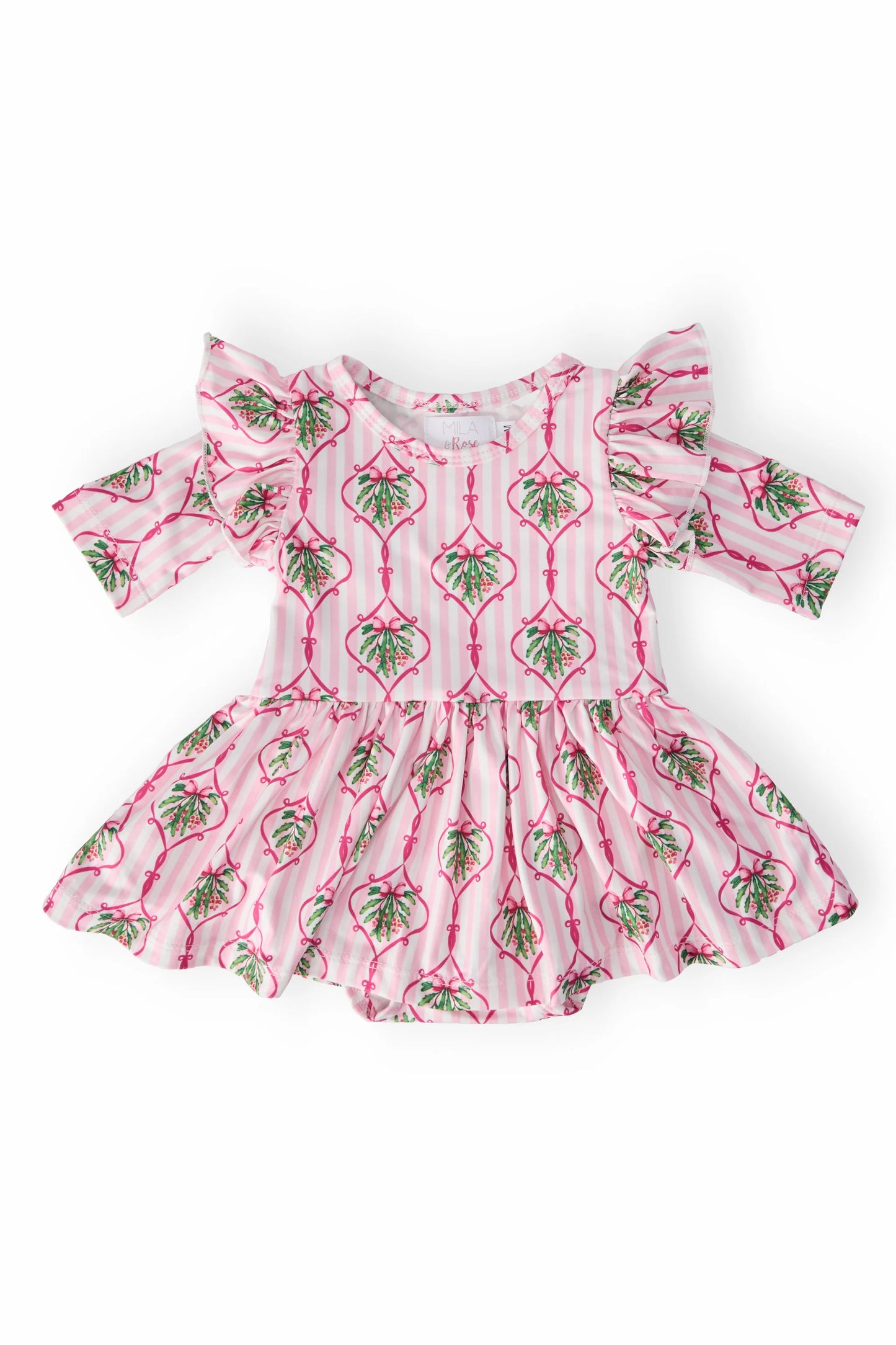 Merry Mistletoe 3/4 Sleeve Twirl Flutter Bodysuit